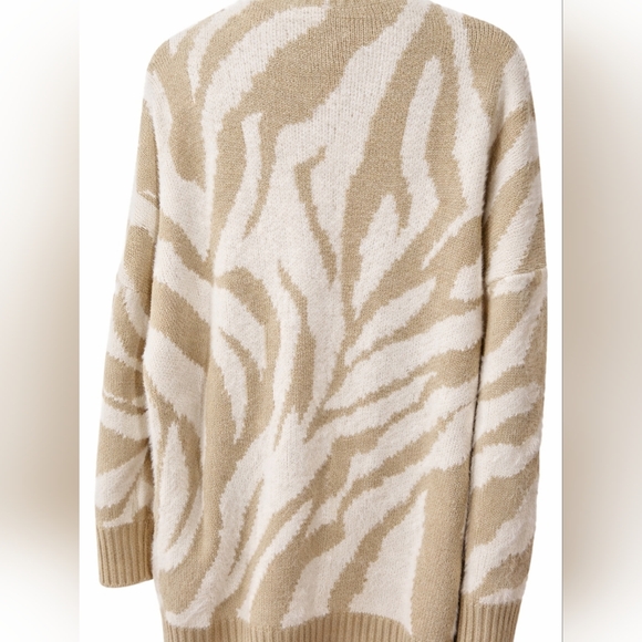 Easel Beige Cream Long Open Cardigan Sz Large NWT - Picture 2 of 6